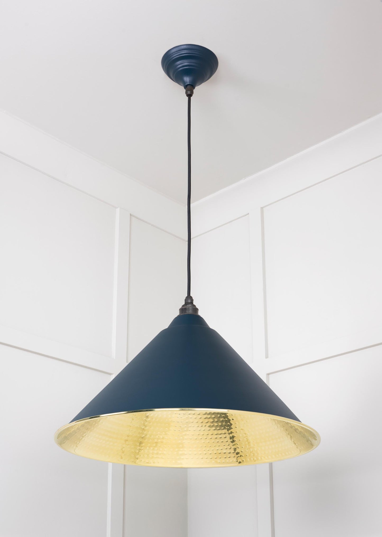 Hammered Brass Hockley Pendant Light Dusk, Underside.