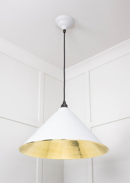 Hammered Brass Hockley Pendant Light Flock, Underside.