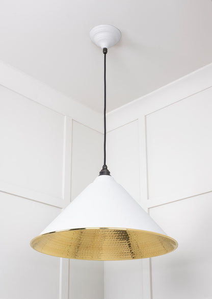 Hammered Brass Hockley Pendant Light Flock, Underside.