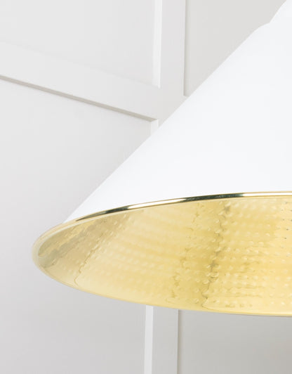 Hammered Brass Hockley Pendant Light Flock, Detailed close up view of pendant.