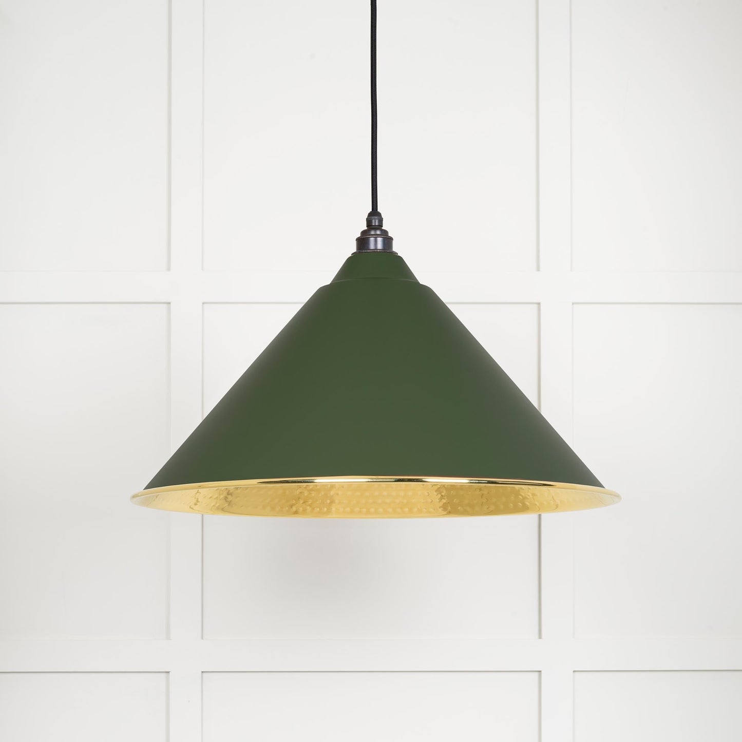 Hammered Brass Hockley Pendant Light Heath, Front Side.