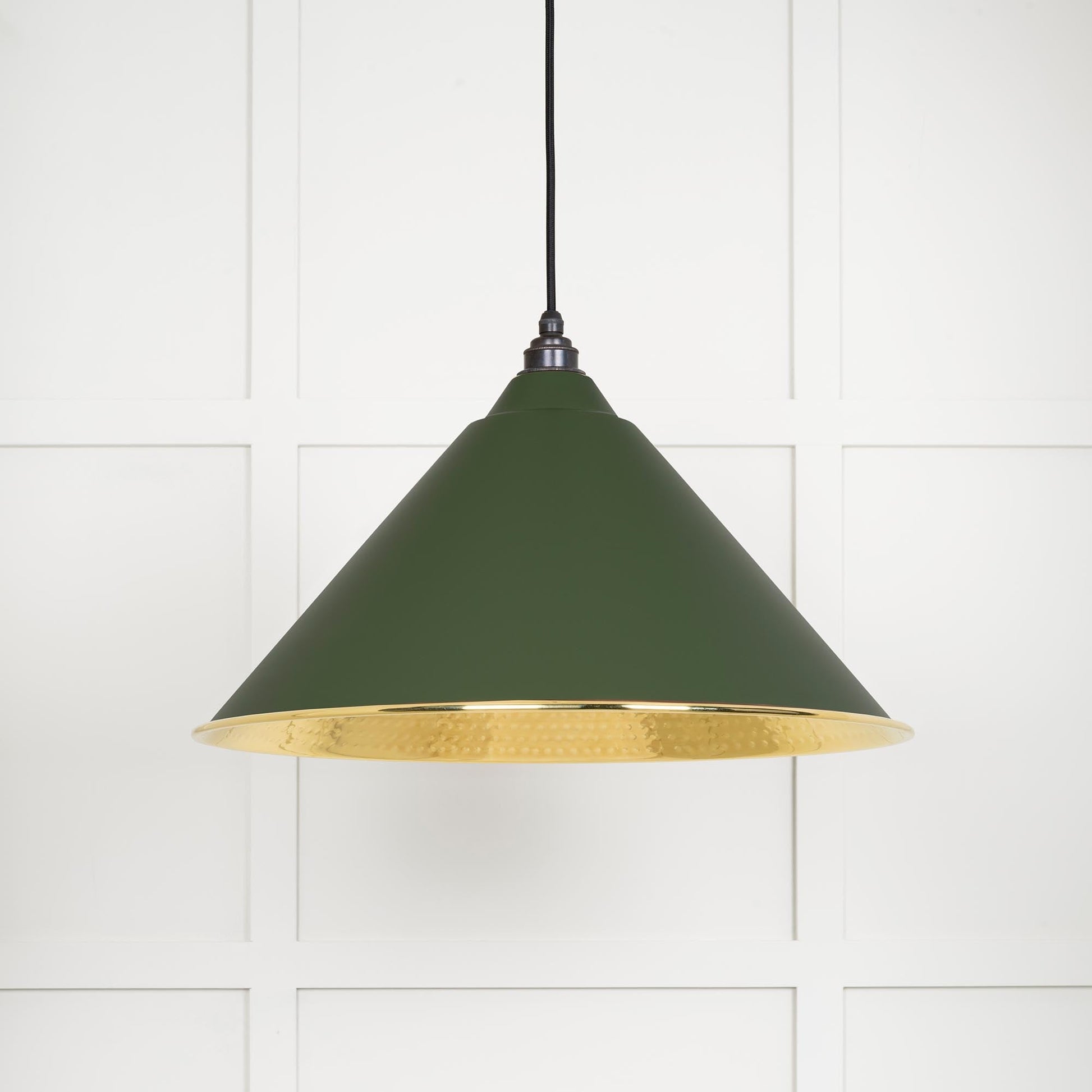 Hammered Brass Hockley Pendant Light Heath, Front Side.