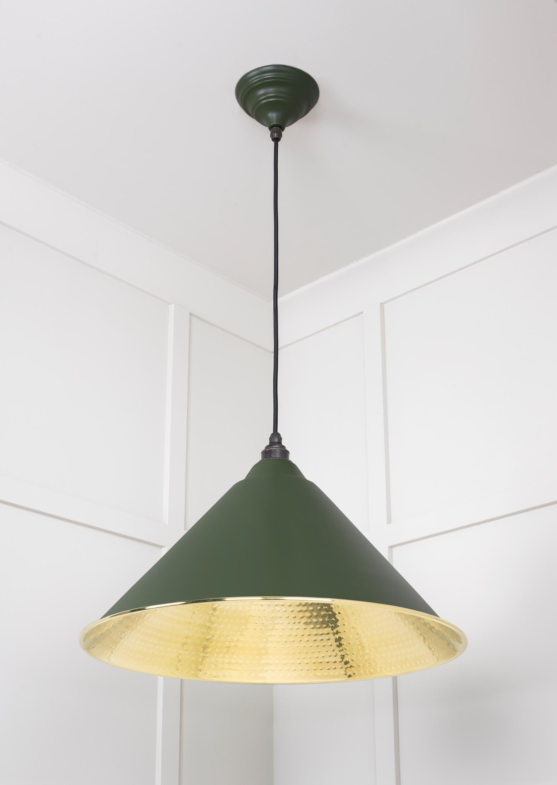 Hammered Brass Hockley Pendant Light Heath, Underside.