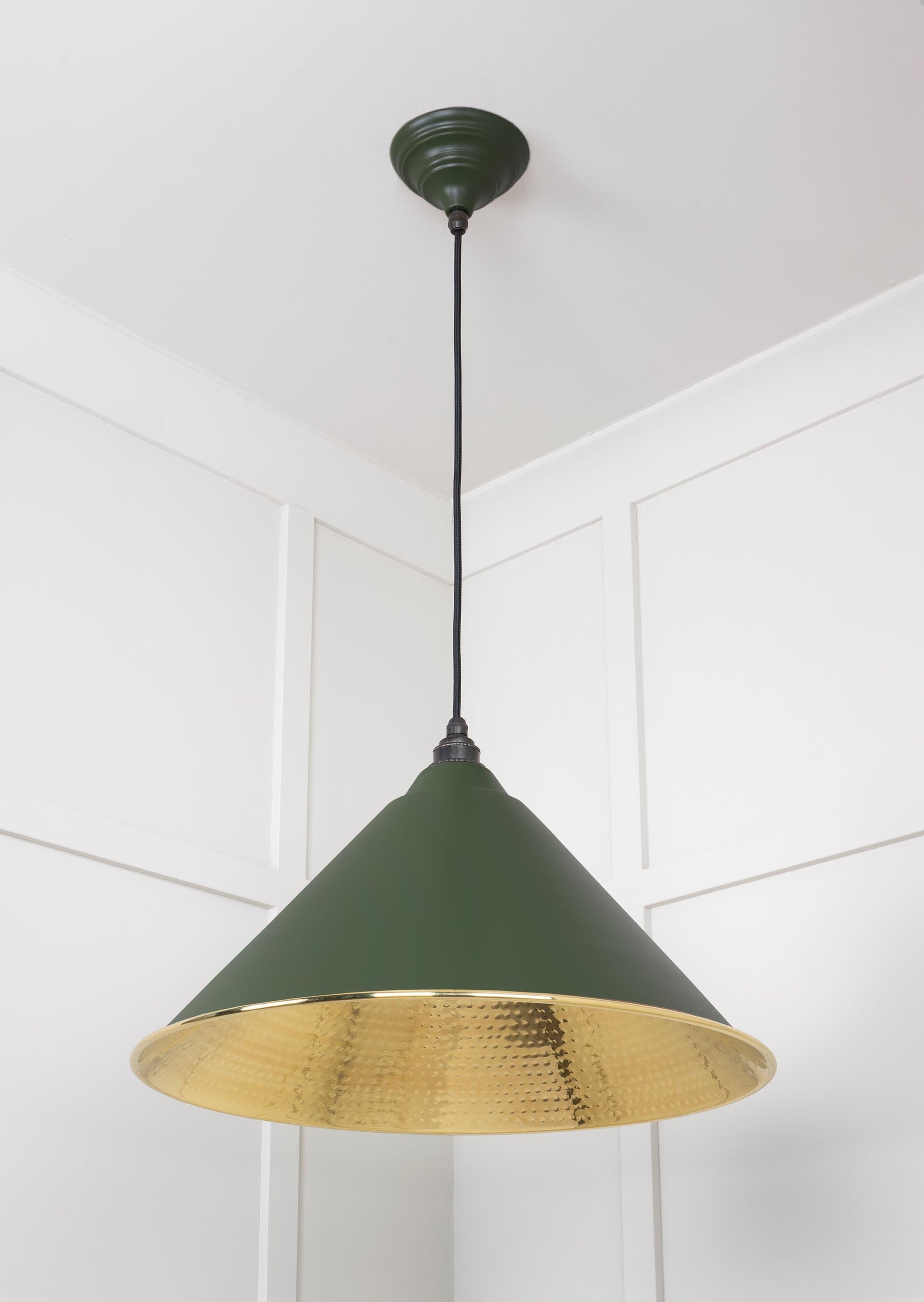 Hammered Brass Hockley Pendant Light Heath, Underside.