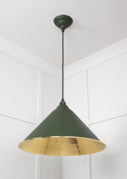 Hammered Brass Hockley Pendant Light Heath, Underside.