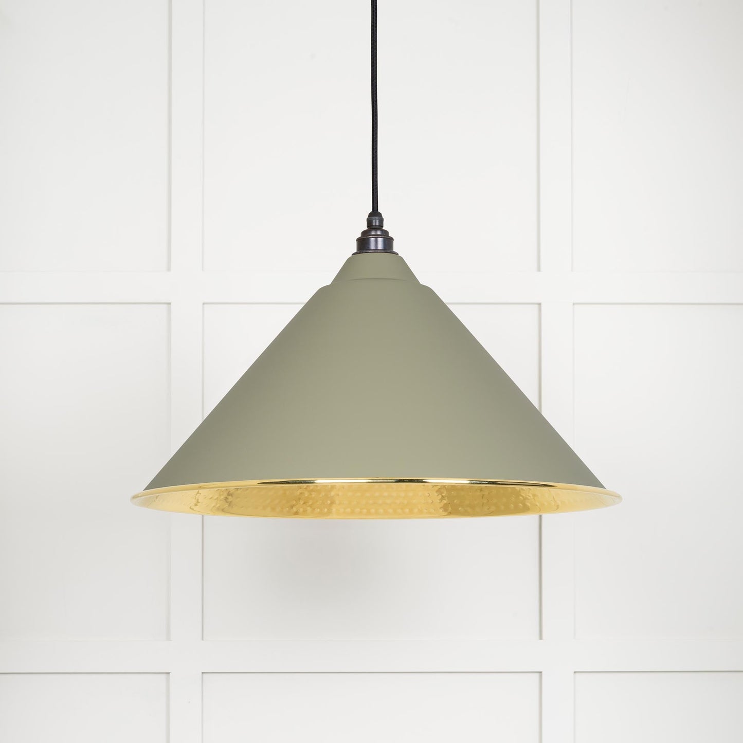 Hammered Brass Hockley Pendant Light Tump, Front Side.