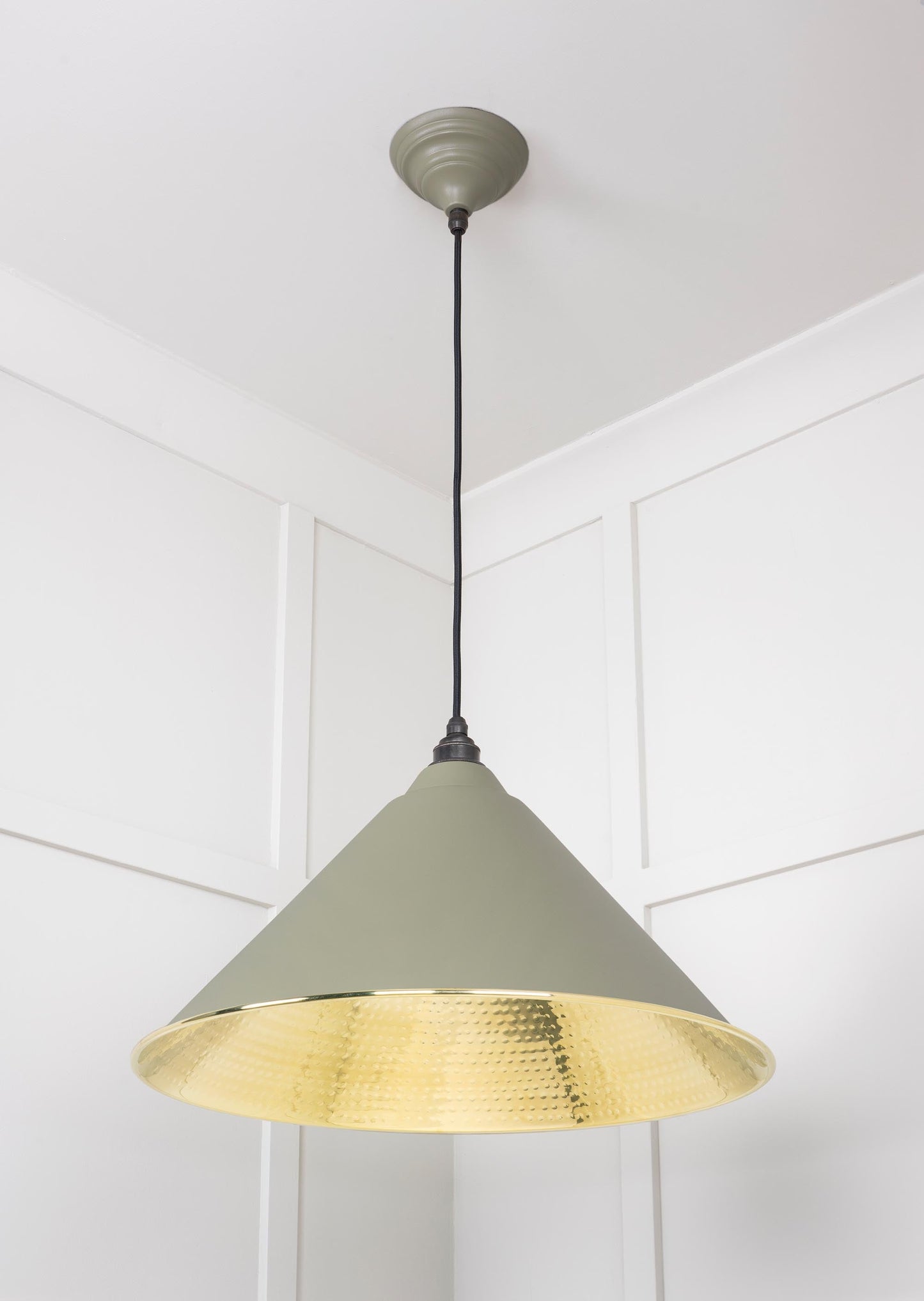 Hammered Brass Hockley Pendant Light Tump, Underside.