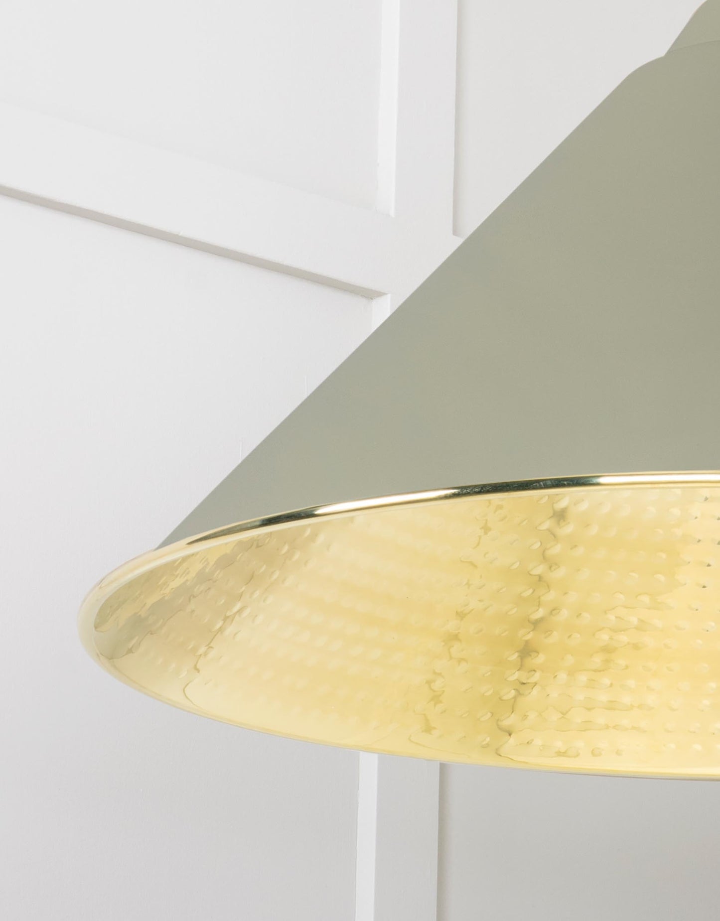 Hammered Brass Hockley Pendant Light Tump, Detailed close up view of pendant.