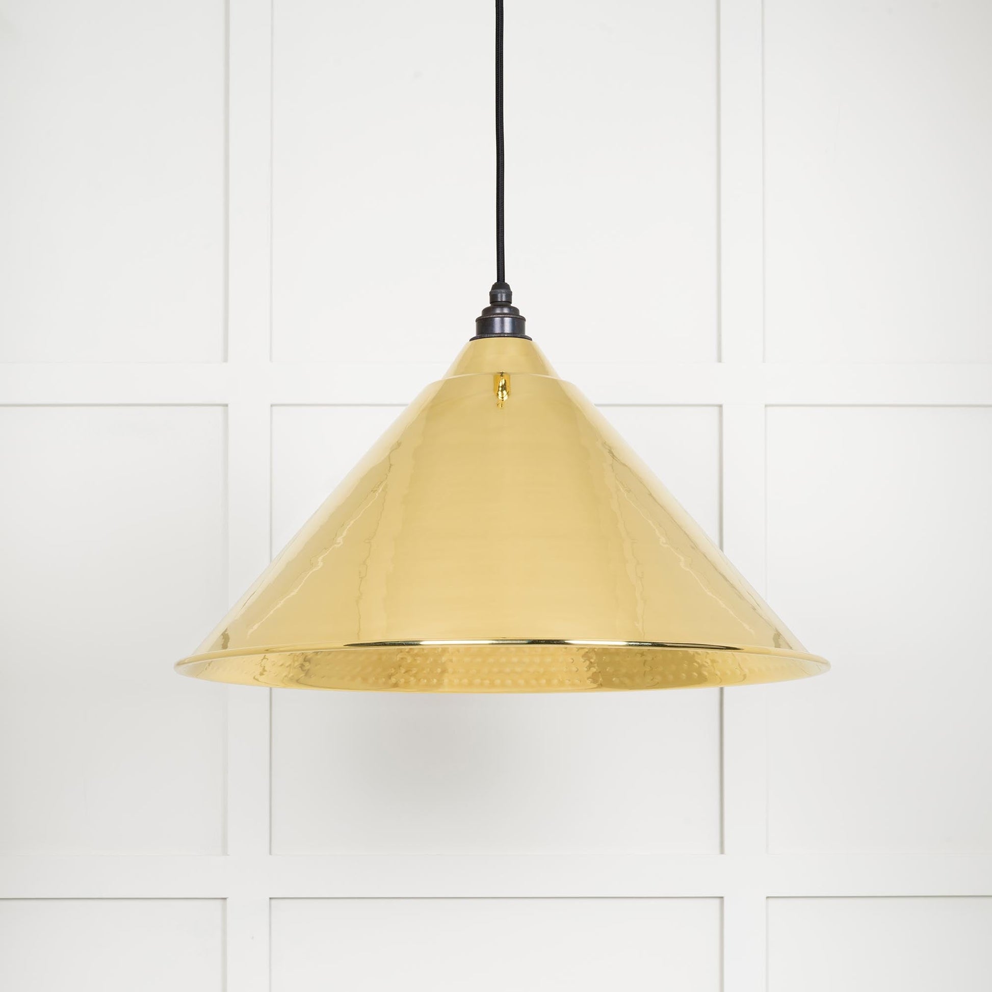 Hammered Brass Hockley Pendant Light , Front Side.