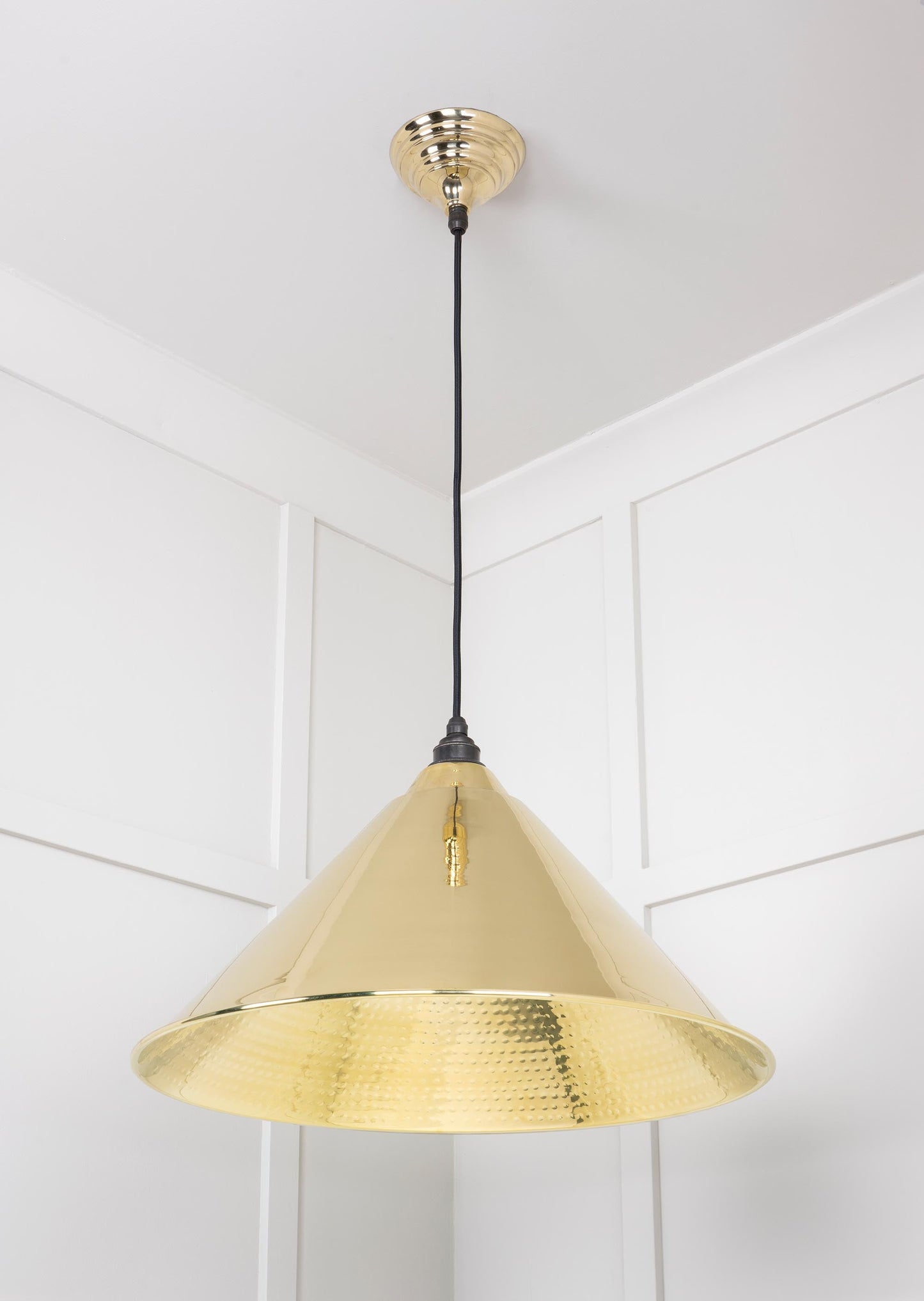 Hammered Brass Hockley Pendant Light , Underside.