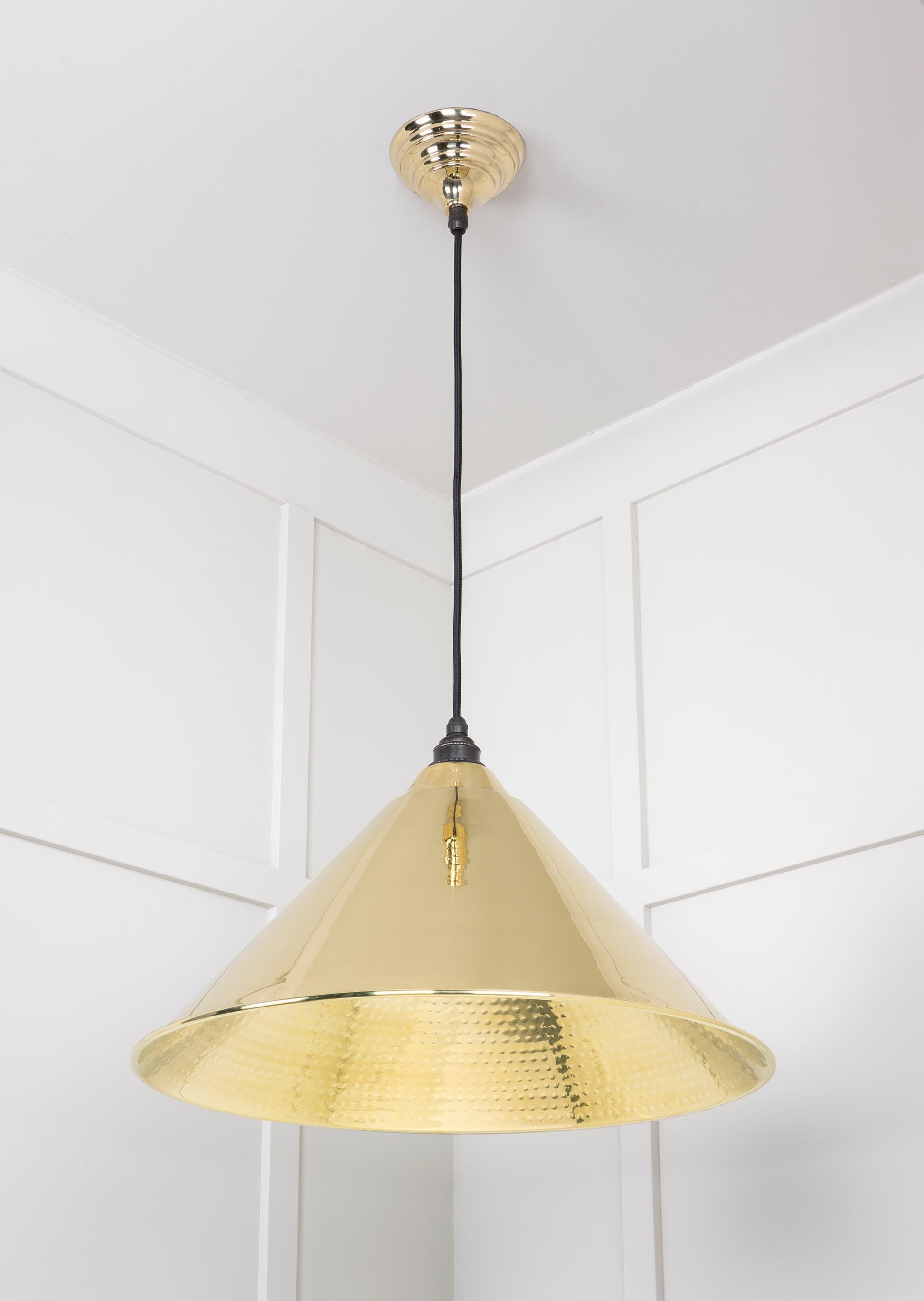 Hammered Brass Hockley Pendant Light , Underside.