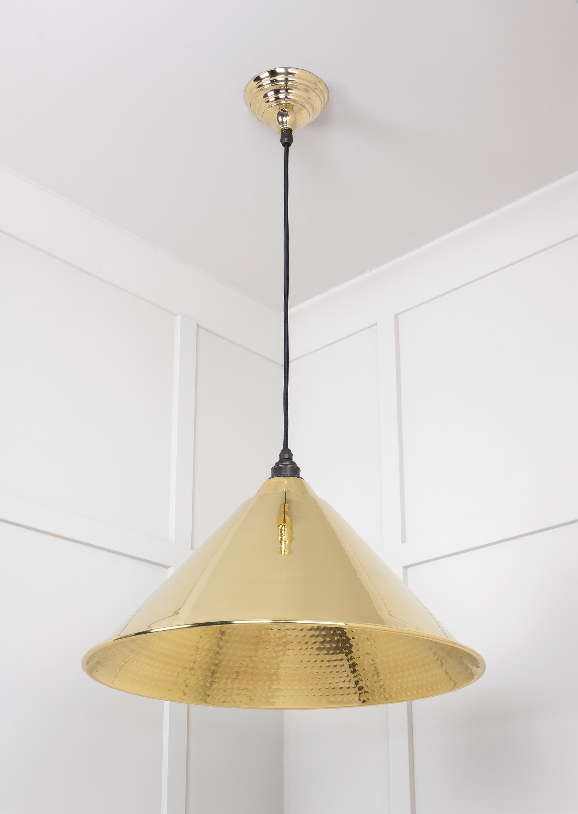 Hammered Brass Hockley Pendant Light , Underside.