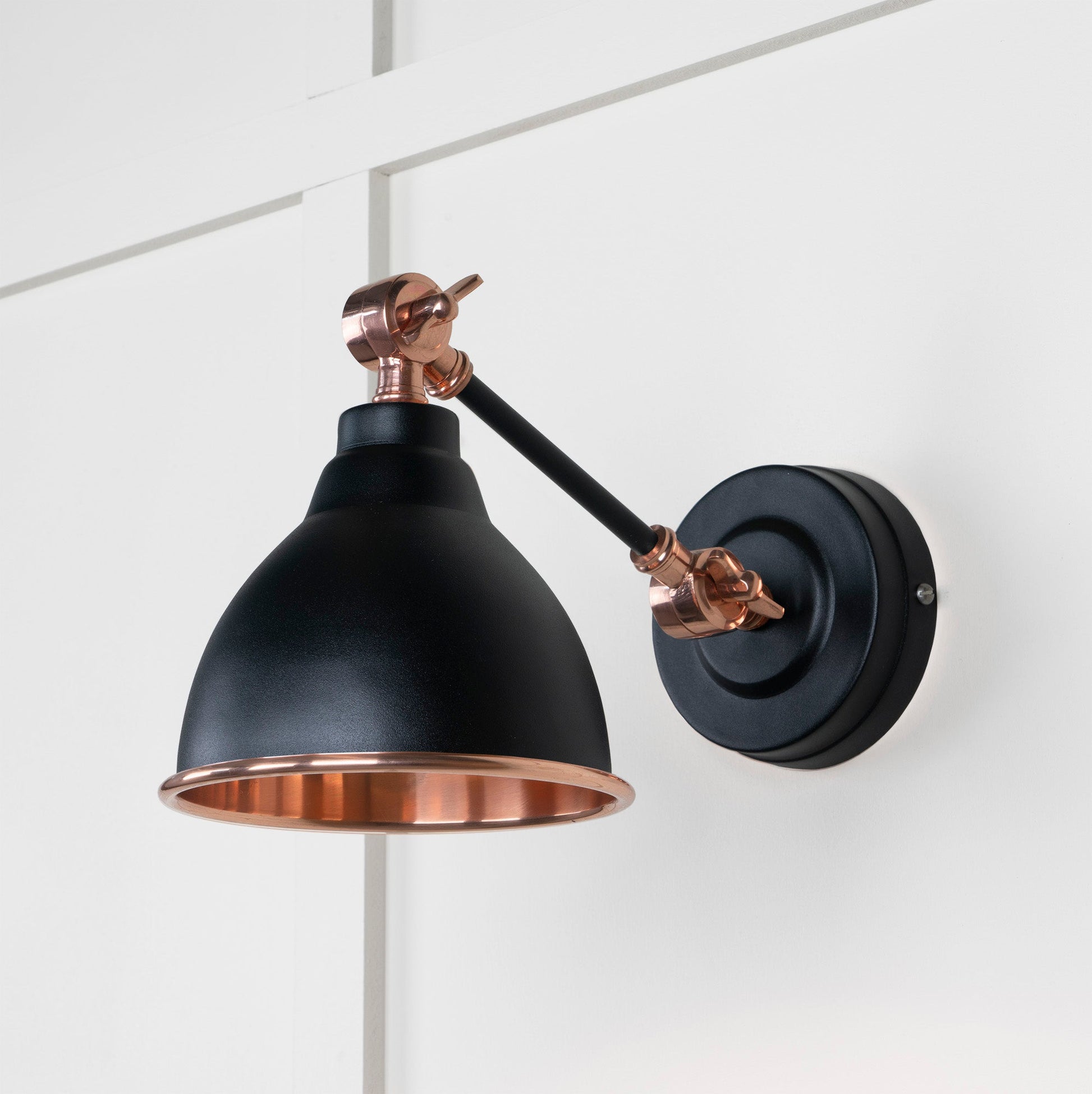 Smooth Copper Brindley Wall Light Elan Black, Front Side.