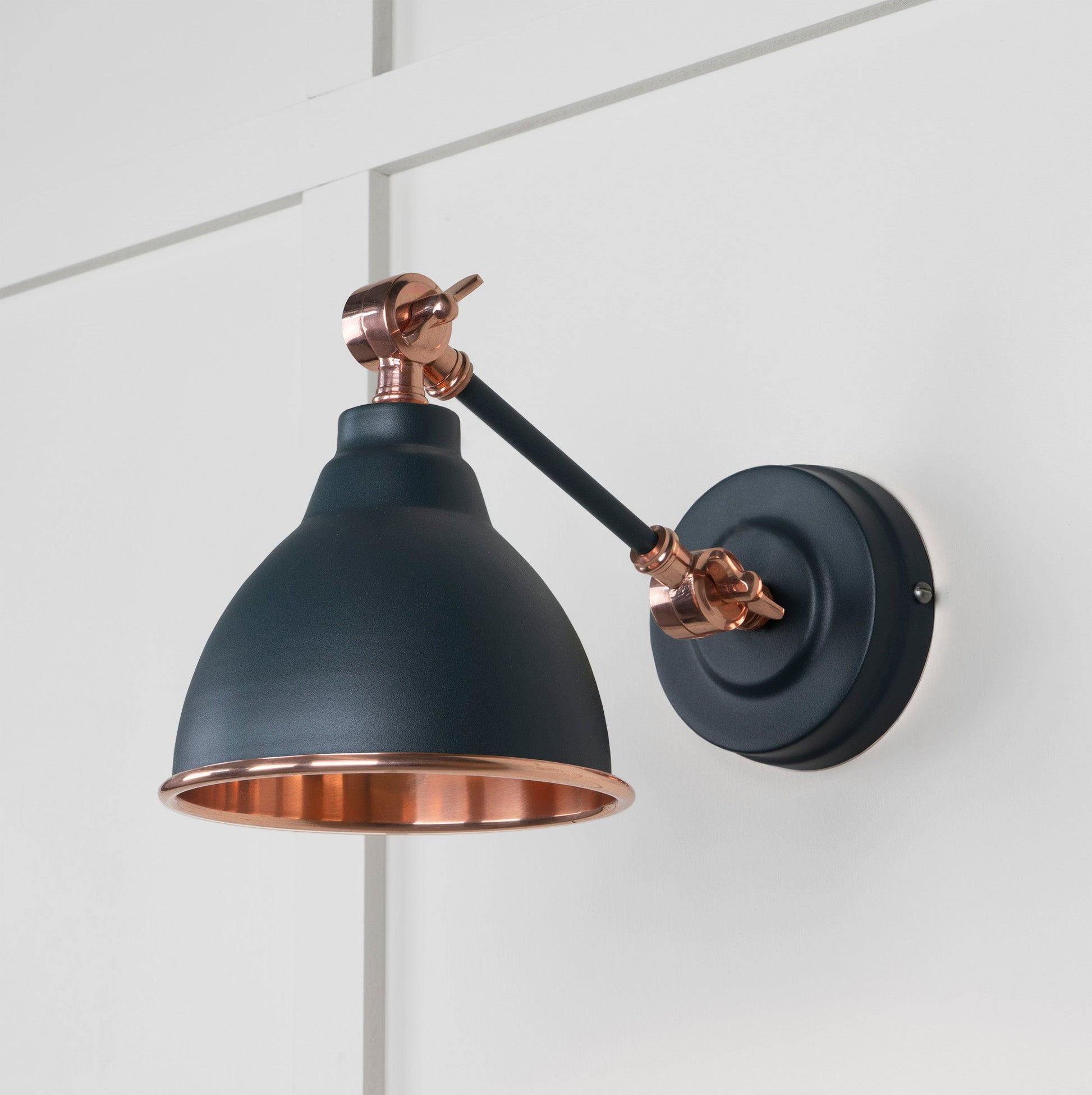 Smooth Copper Brindley Wall Light Soot, Front Side.