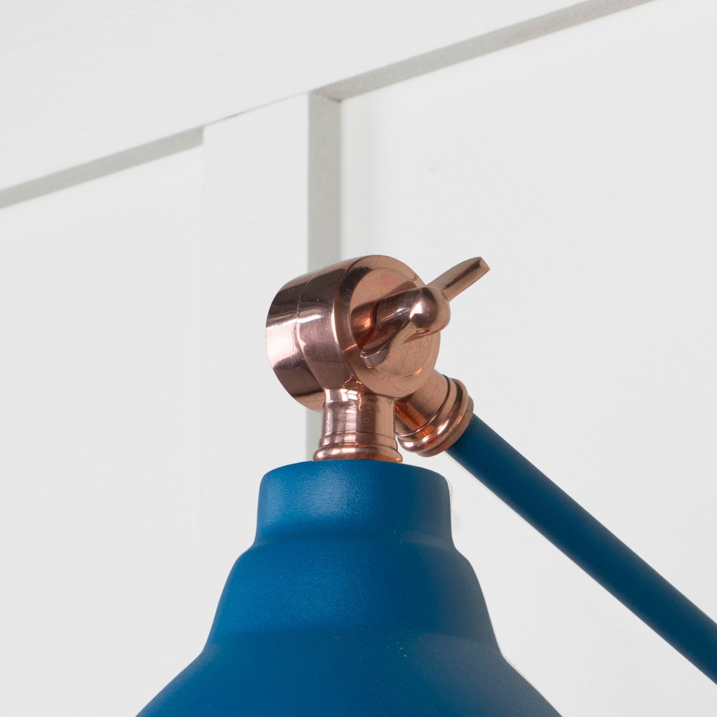 Smooth Copper Brindley Wall Light Upstream, Detailed close up view of pendant.