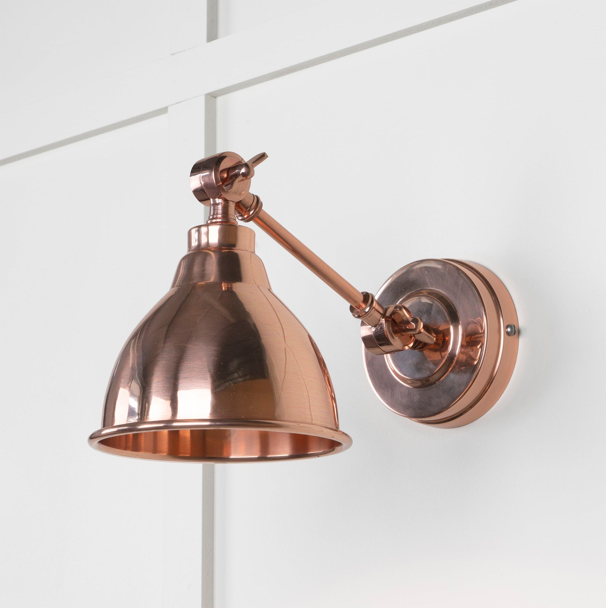 Smooth Copper Brindley Wall Light , Front Side.