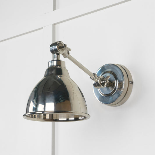 Smooth Nickel Brindley Wall Light , Front Side.