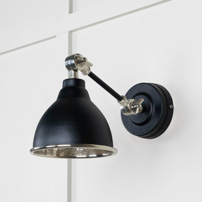 Hammered Nickel Brindley Wall Light Elan Black, Front Side.