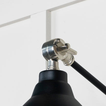 Hammered Nickel Brindley Wall Light Elan Black, Detailed close up view of pendant.