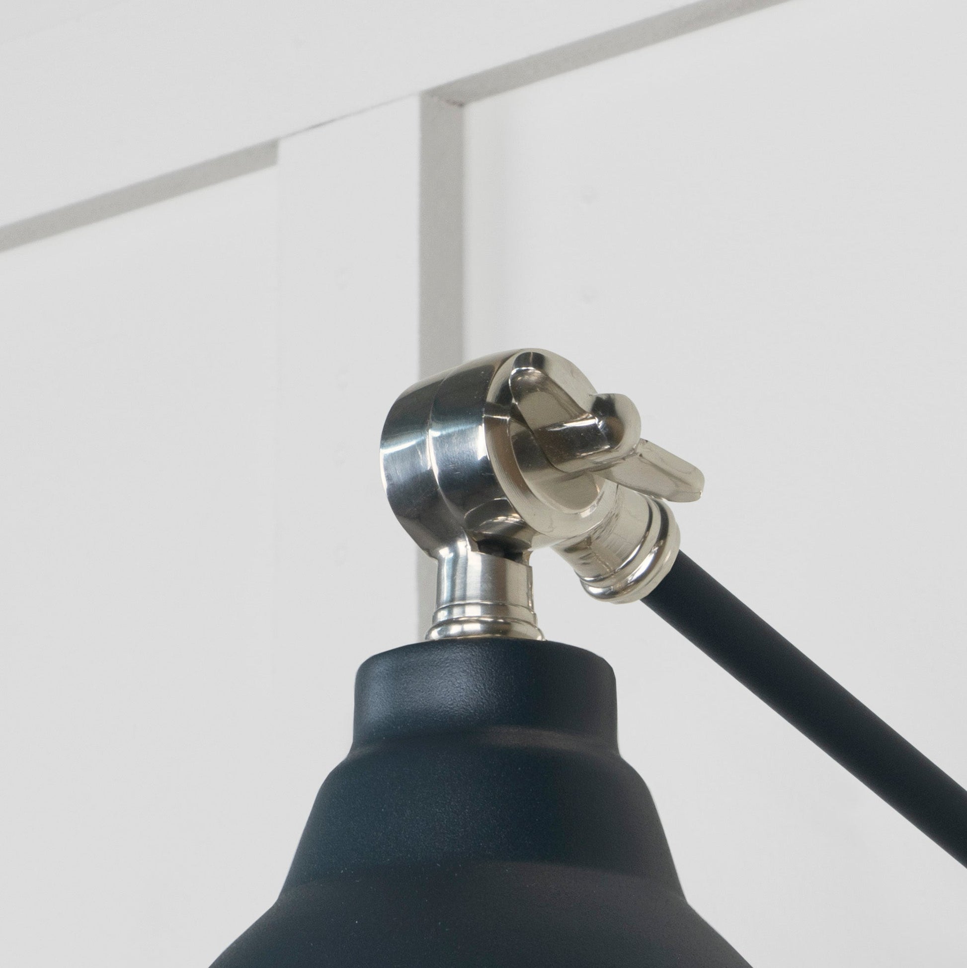 Hammered Nickel Brindley Wall Light Soot, Detailed close up view of pendant.