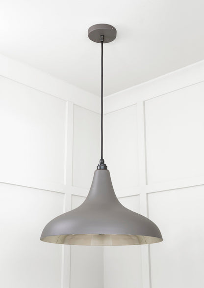 Smooth Nickel Frankley Pendant Light Bluff, Underside.