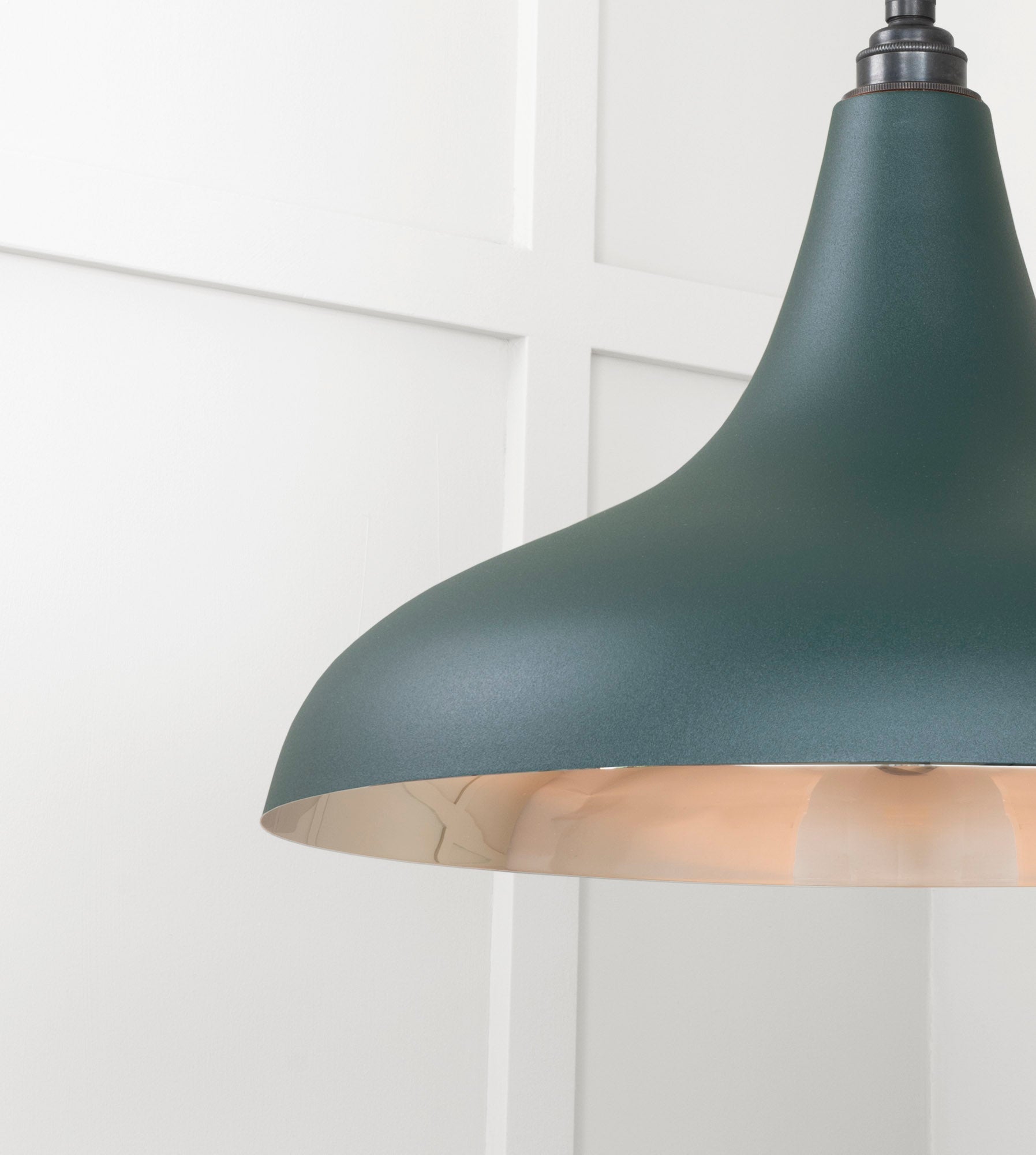 Smooth Nickel Frankley Pendant Light Dingle, Detailed close up view of pendant.