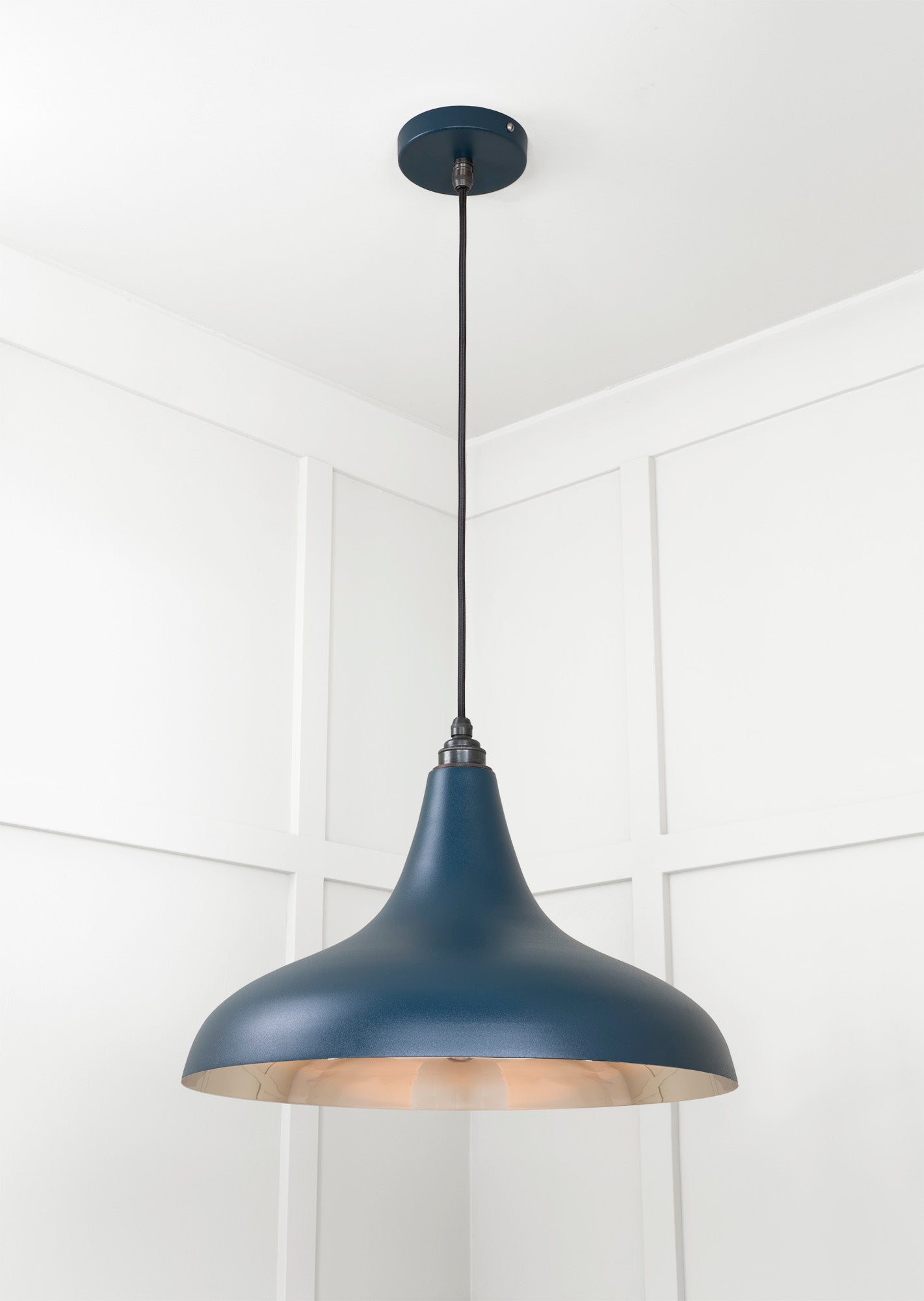 Smooth Nickel Frankley Pendant Light Dusk, Underside.