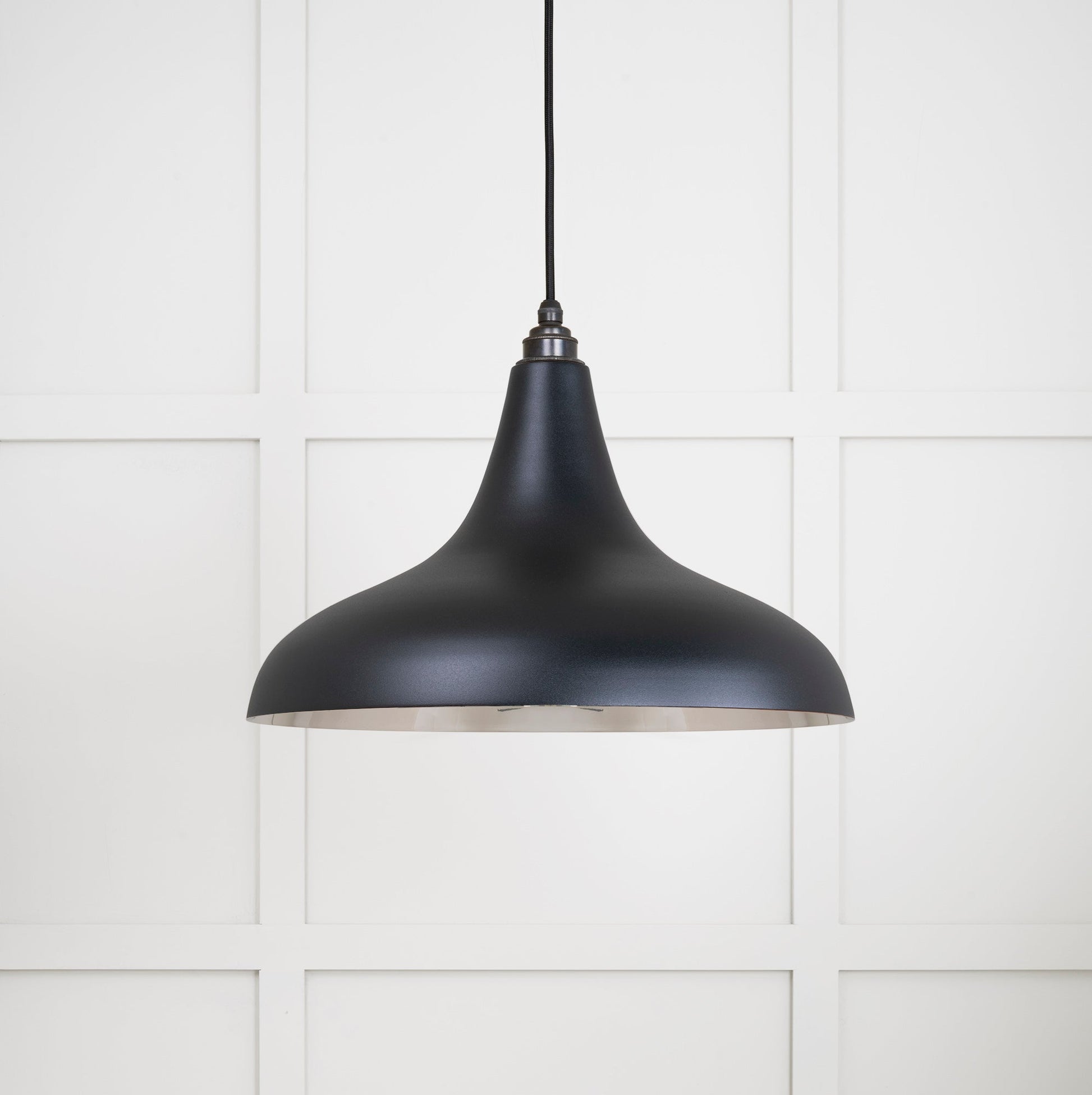 Smooth Nickel Frankley Pendant Light Elan Black, Front Side.