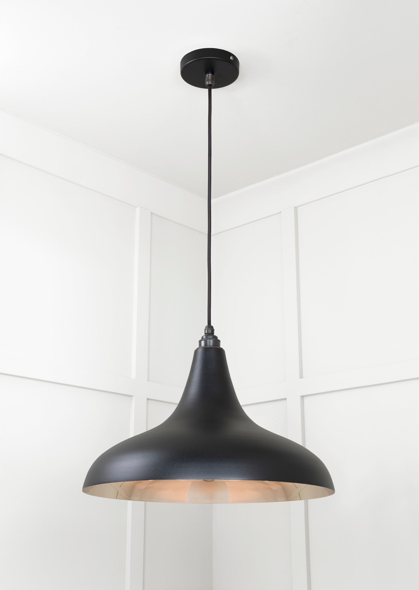 Smooth Nickel Frankley Pendant Light Elan Black, Underside.