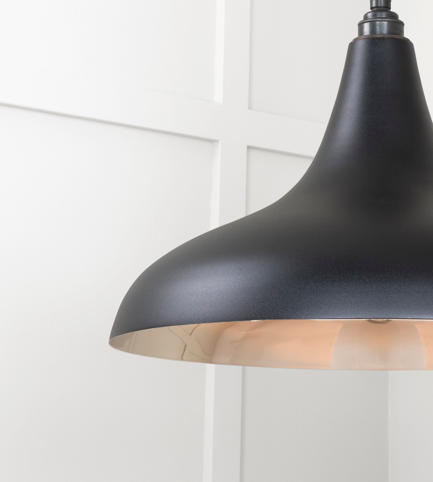 Smooth Nickel Frankley Pendant Light Elan Black, Detailed close up view of pendant.