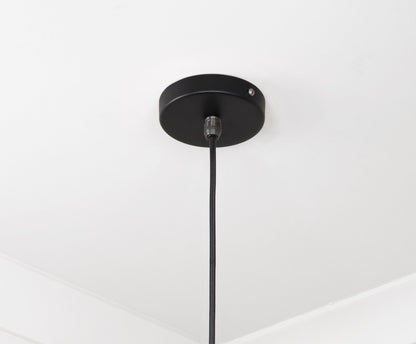 Smooth Nickel Frankley Pendant Light Elan Black, close up view of fitting and cable.