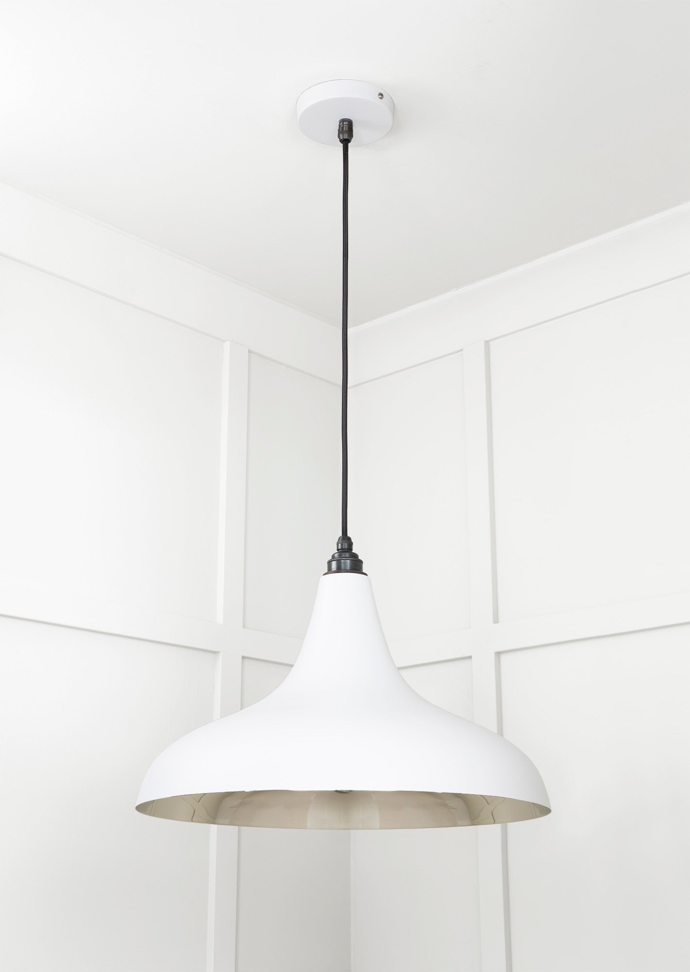 Smooth Nickel Frankley Pendant Light Flock, Underside.