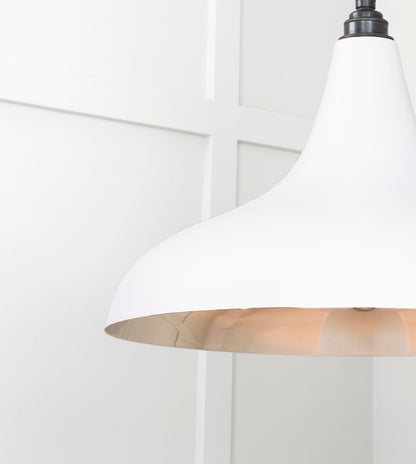 Smooth Nickel Frankley Pendant Light Flock, Detailed close up view of pendant.