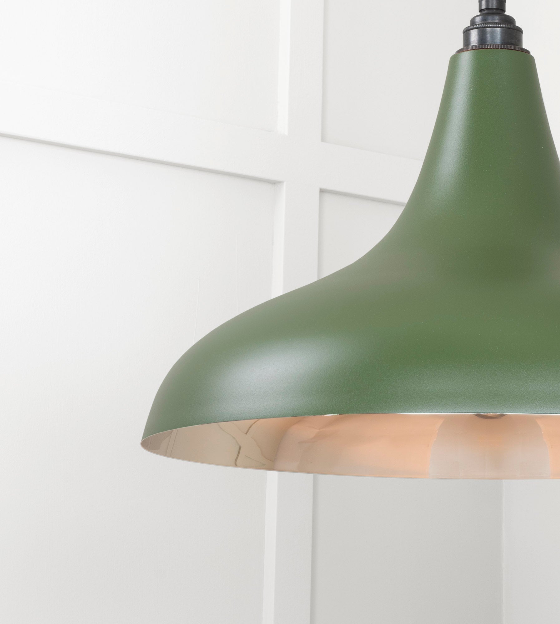 Smooth Nickel Frankley Pendant Light Heath, Detailed close up view of pendant.