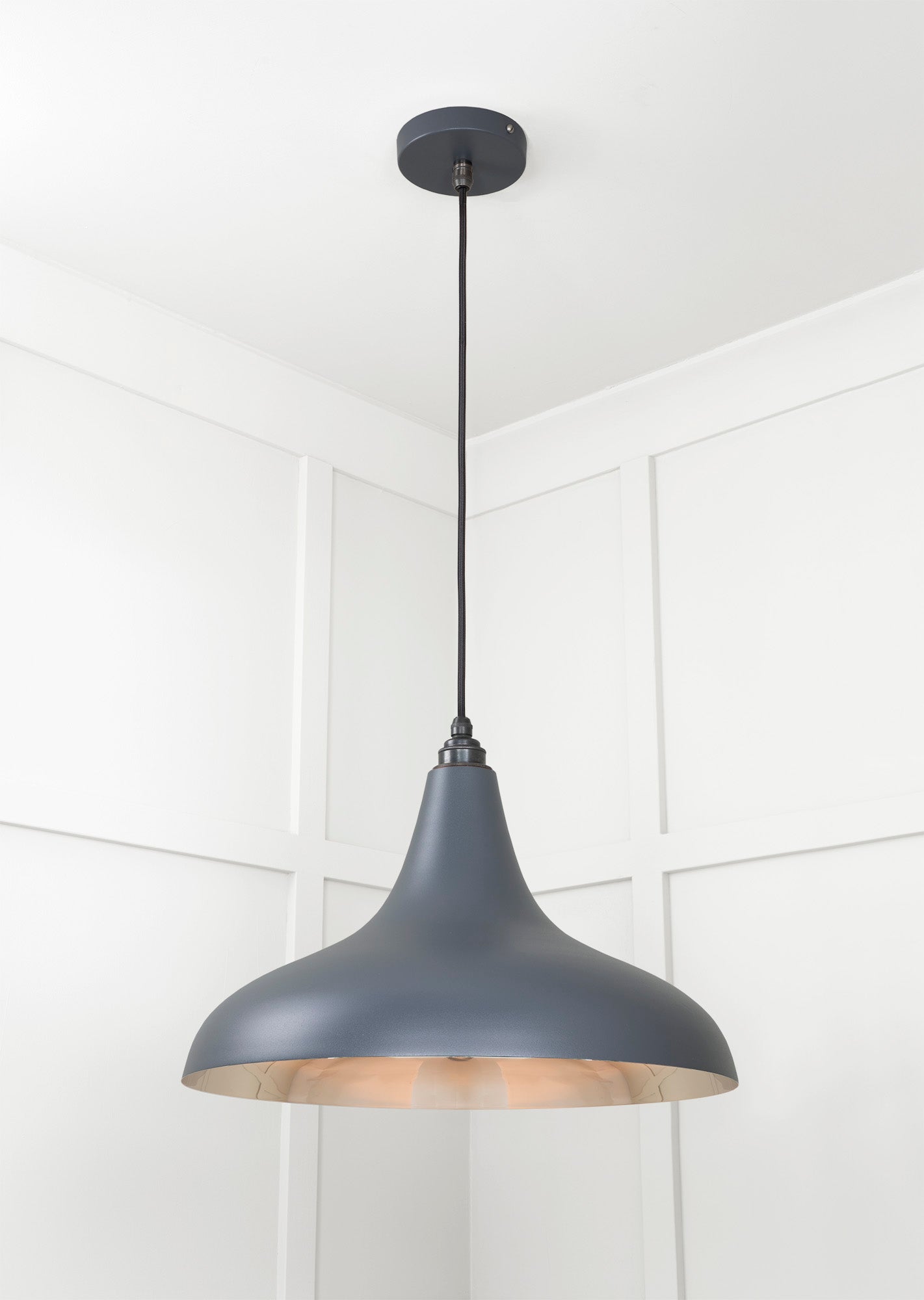 Smooth Nickel Frankley Pendant Light Slate, Underside.