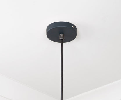 Smooth Nickel Frankley Pendant Light Soot, close up view of fitting and cable.