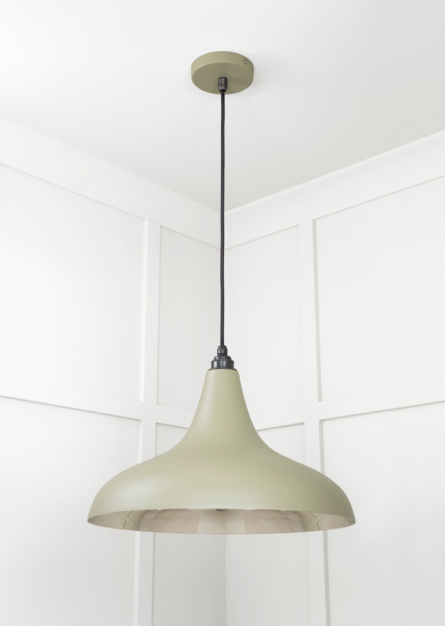 Smooth Nickel Frankley Pendant Light Tump, Underside.