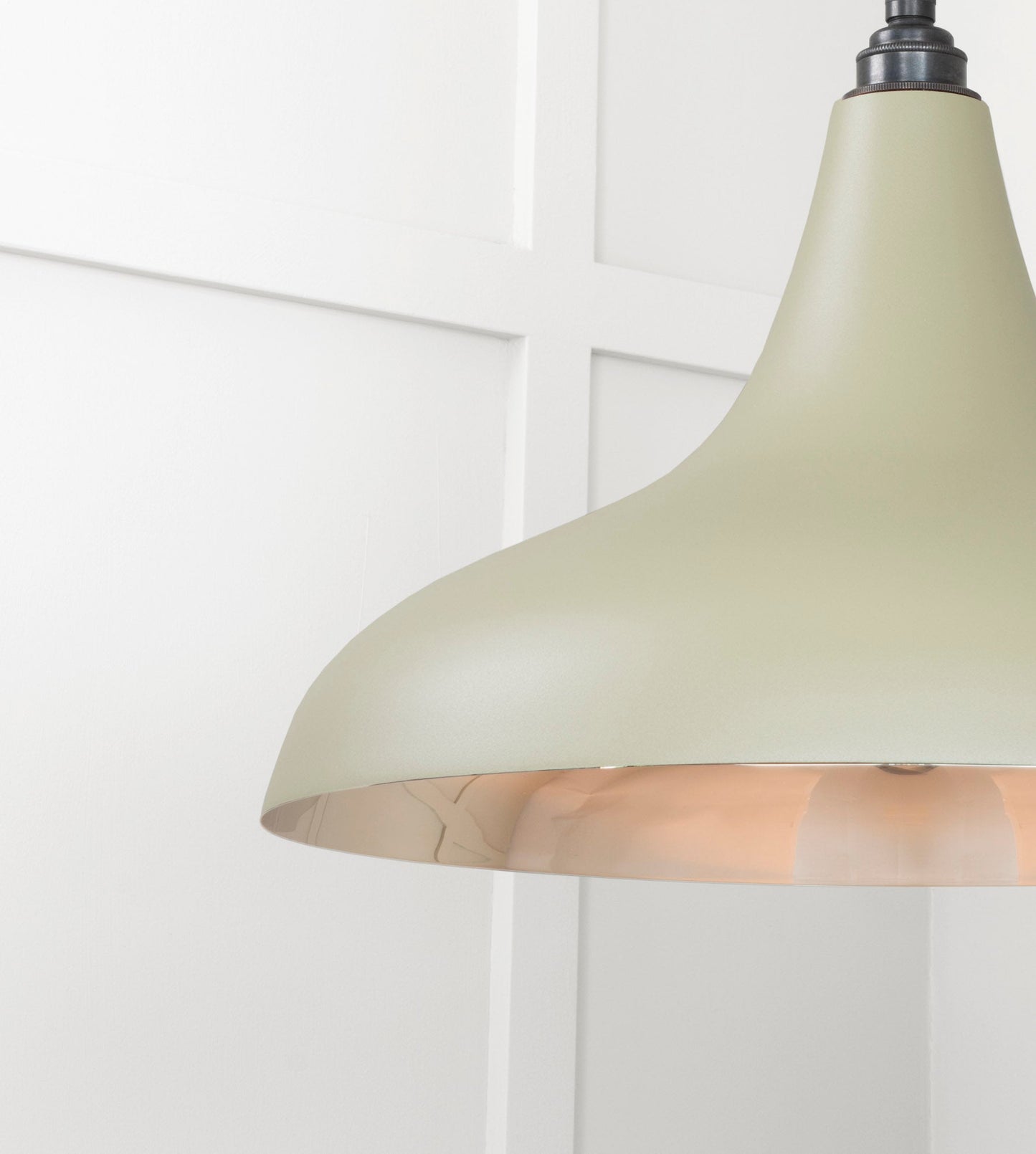 Smooth Nickel Frankley Pendant Light Tump, Detailed close up view of pendant.