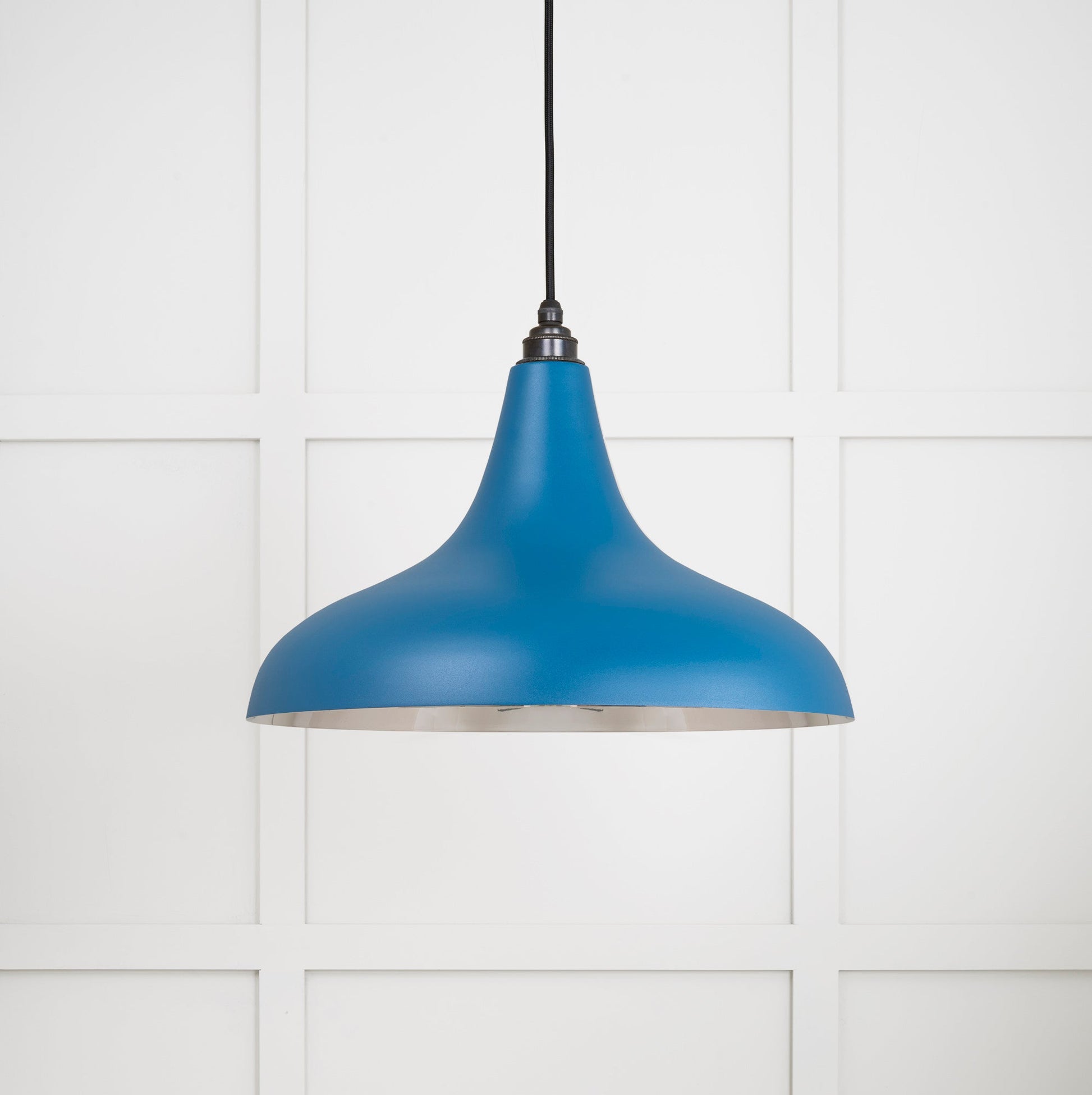 Smooth Nickel Frankley Pendant Light Upstream, Front Side.