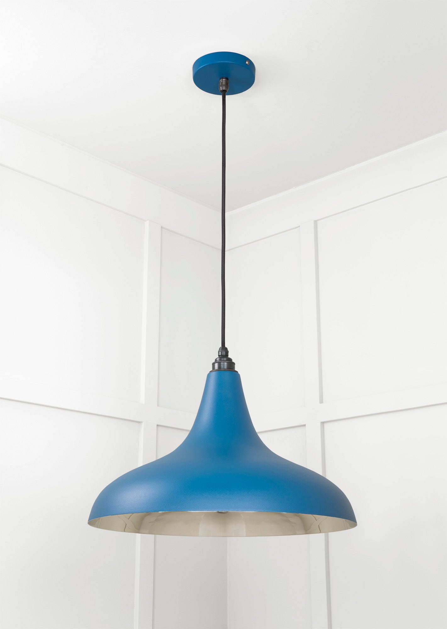 Smooth Nickel Frankley Pendant Light Upstream, Underside.