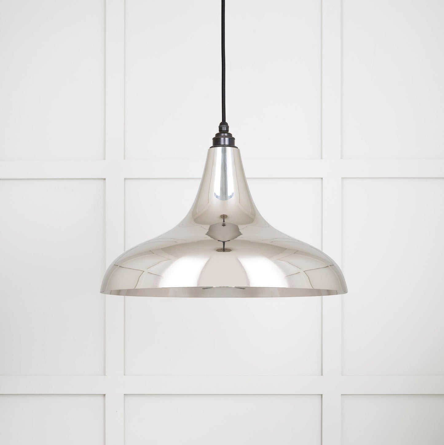 Smooth Nickel Frankley Pendant Light , Front Side.