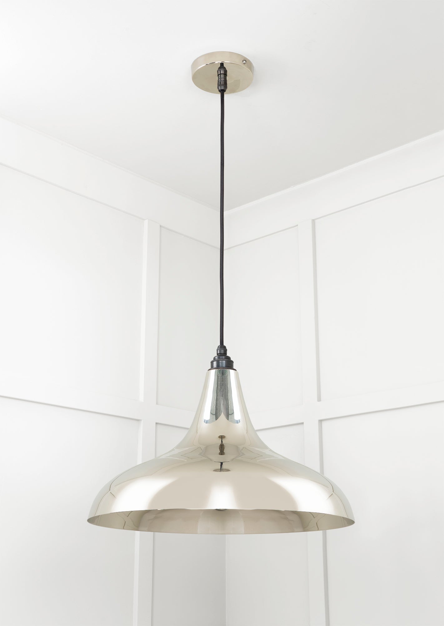 Smooth Nickel Frankley Pendant Light , Underside.