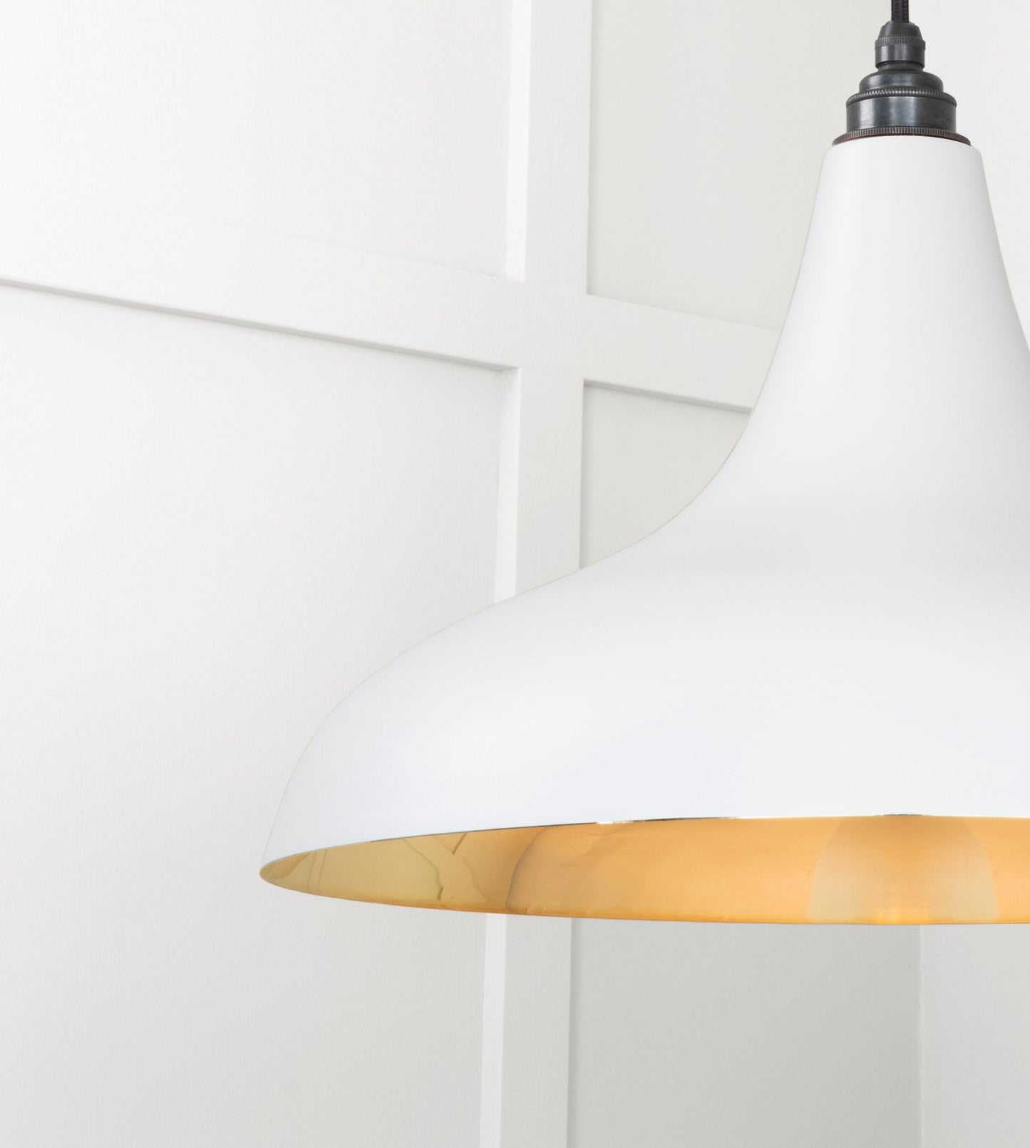 Smooth Brass Frankley Pendant Light Birch, Detailed close up view of pendant.