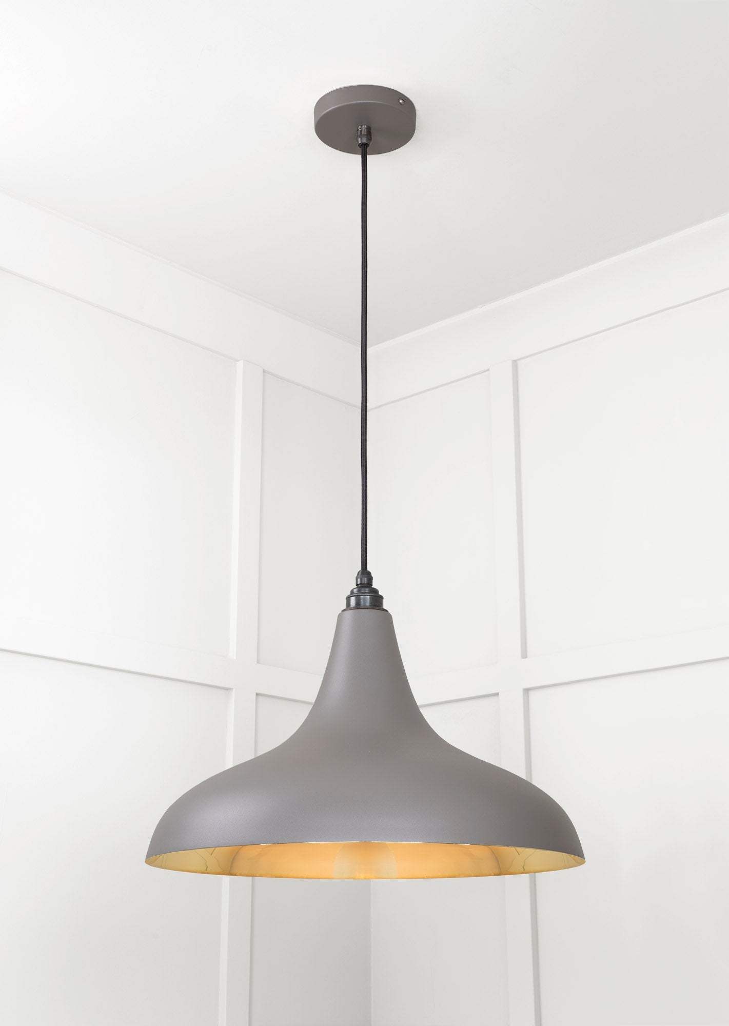 Smooth Brass Frankley Pendant Light Bluff, Underside.