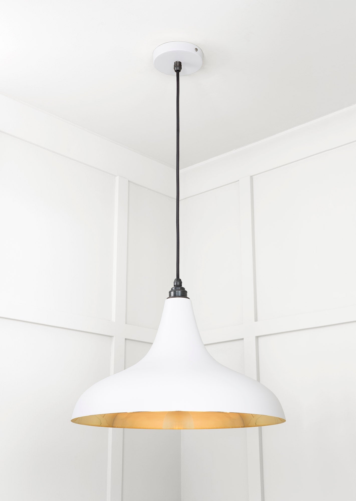 Smooth Brass Frankley Pendant Light Flock, Underside.