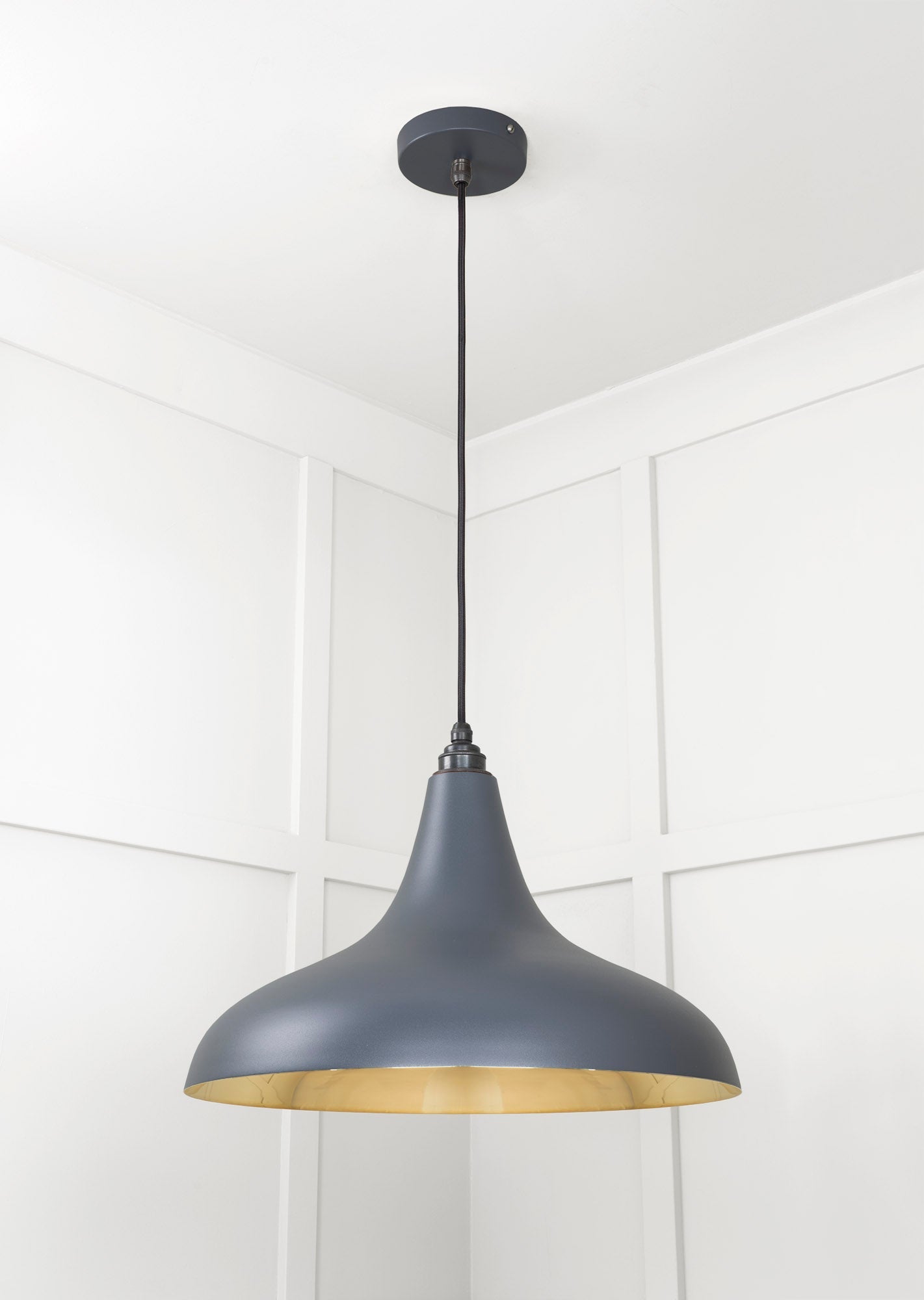 Smooth Brass Frankley Pendant Light Slate, Underside.