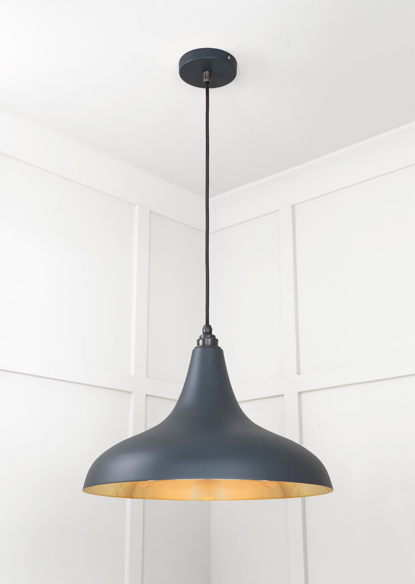 Smooth Brass Frankley Pendant Light Soot, Underside.