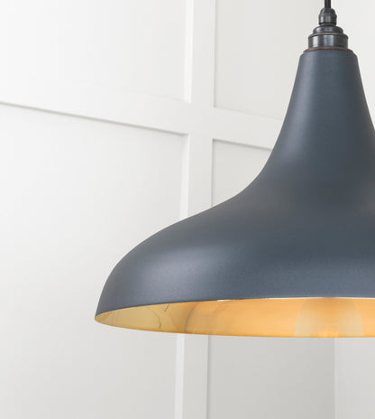 Smooth Brass Frankley Pendant Light Soot, Detailed close up view of pendant.