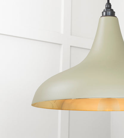Smooth Brass Frankley Pendant Light Tump, Detailed close up view of pendant.