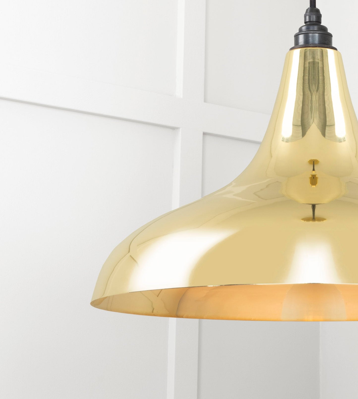 Smooth Brass Frankley Pendant Light , Detailed close up view of pendant.
